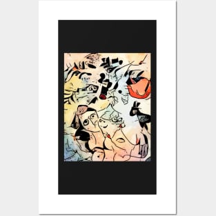 Miro meets Chagall (The Lovers Under the Red Sun) Posters and Art